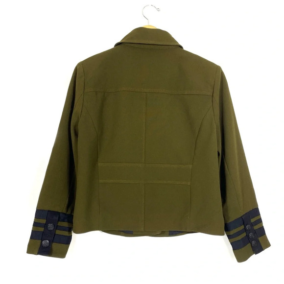 Loft Women Military Nautical Blazer Jacket Olive Green Size 12 Career Casual - Picture 2 of 11